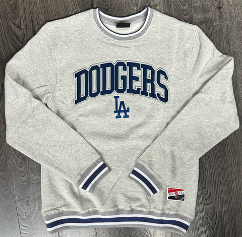 Los Angeles Dodgers Mens New Era Block Crew Neck Pullover Sweatshirt Grey