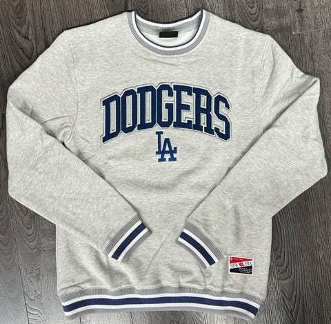 Los Angeles Dodgers Mens New Era Block Crew Neck Pullover Sweatshirt Grey