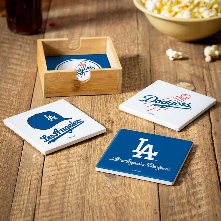 Los Angeles Dodgers Ceramic Coasters and Caddy Set 4pc - THE 4TH QUARTER