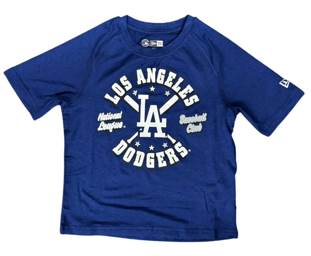 Los Angeles Dodgers Kids Youth T-Shirt New Era (4-14) Blue Dri-Fit Bats Tee - THE 4TH QUARTER