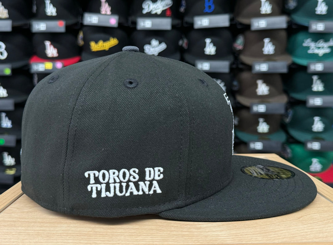 Toros de Tijuana New Era 59Fifty Team Patch Fitted Black White Hat Cap Black UV - THE 4TH QUARTER