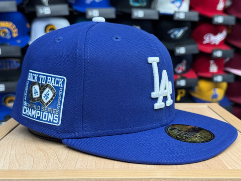 Los Angeles Dodgers New Era 2025 WSC Back 2 Back TPU Patch 59FIFTY Fitted Hat Cap
