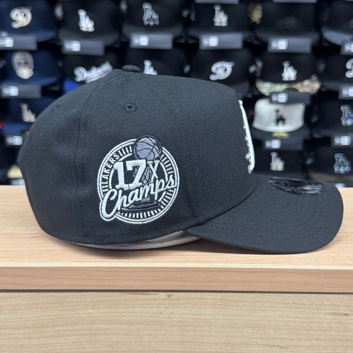 Los Angeles Lakers Snapback 9Forty New Era A-Frame 17X Champs Black Hat Cap - THE 4TH QUARTER