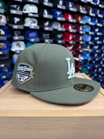 Los Angeles Dodgers New Era 2025 World Series Champions Patch 59FIFTY Fitted Hat - OLIVE