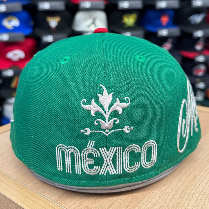 Mexico Fitted New Era 59FIFTY Mariachi Script Green Red Cap Hat - THE 4TH QUARTER