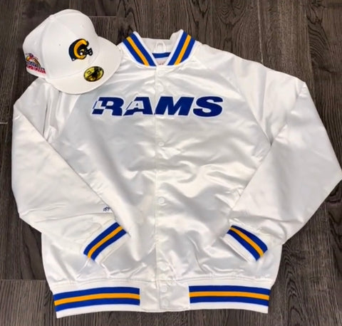 Los Angeles Rams Mens Jacket Mitchell & Ness Light Satin White