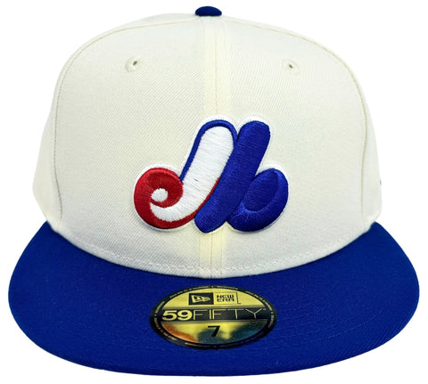 Montreal Expos Fitted 59Fifty New Era Chrome Blue Cap Hat Grey UV