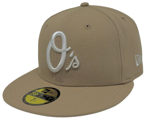 Baltimore Orioles Fitted New Era 59FIFTY Camel Cap Hat Grey UV