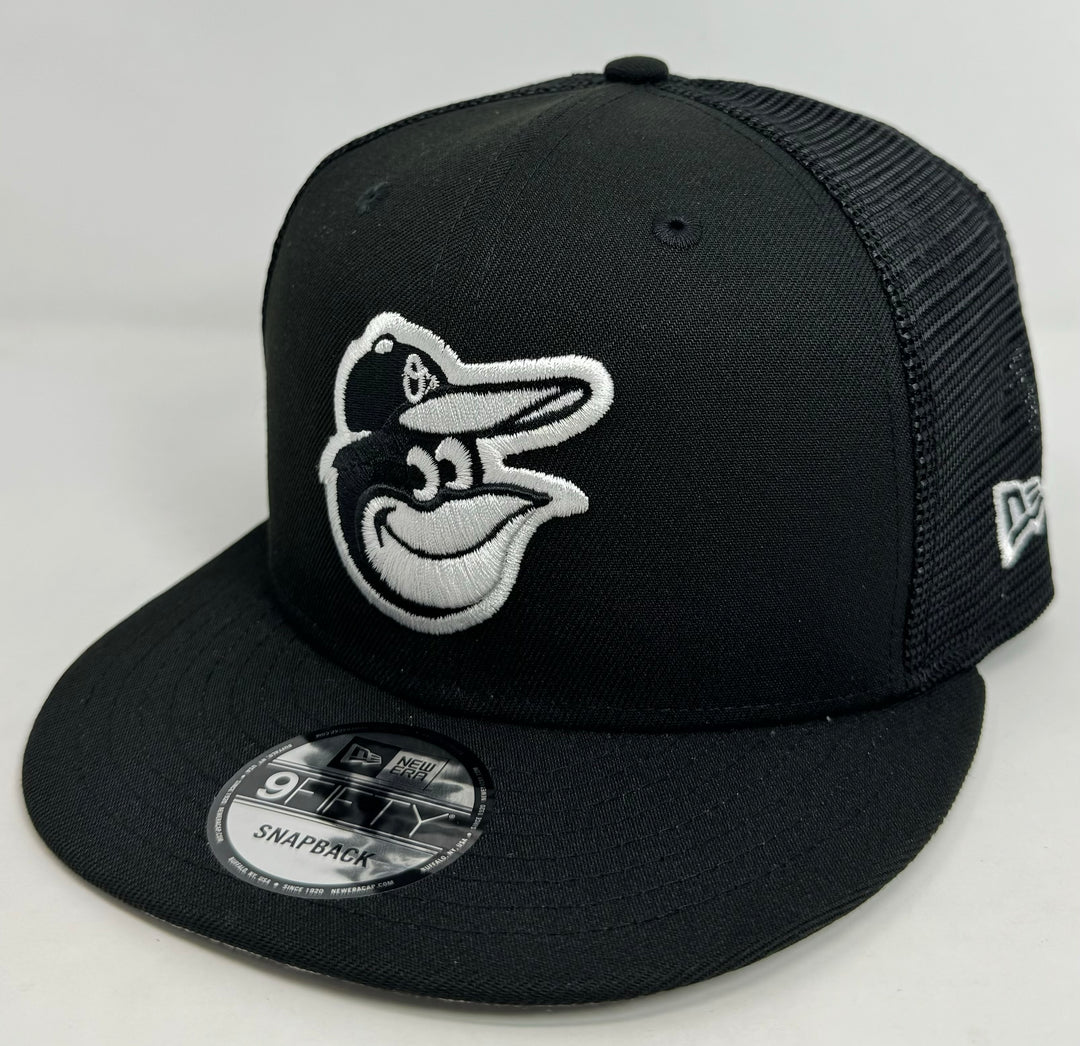 Baltimore Orioles Snapback New Era Black White Mesh Trucker Cap Hat Grey UV - THE 4TH QUARTER