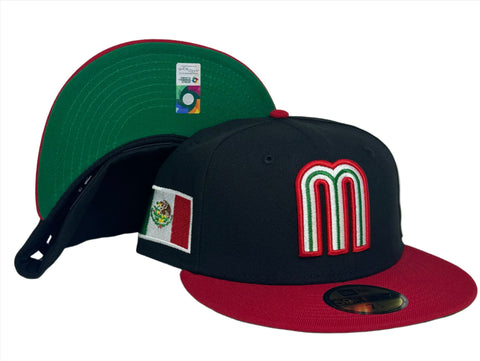 Mexico WBC Fitted New Era 59FIFTY Black Red Hat Green UV