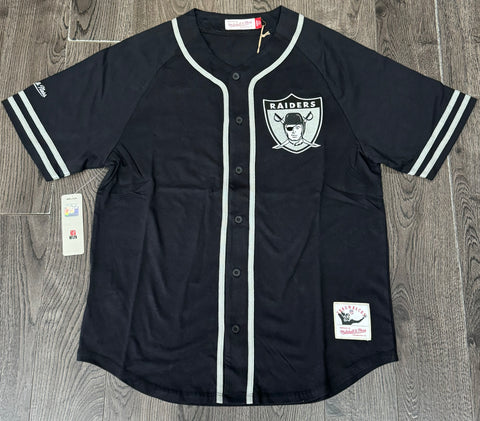 Oakland Raiders Mens Mitchell & Ness Vintage Logo Button Front Jersey