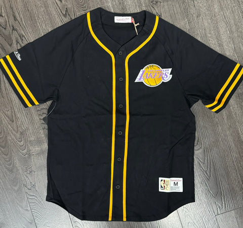 Los Angeles Lakers Mens Mitchell & Ness Vintage Logo Button Front Jersey