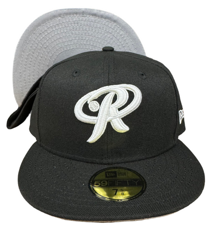 Rieleros de Aguascalientes Fitted New Era 59Fifty Black White Cap Hat. Grey UV