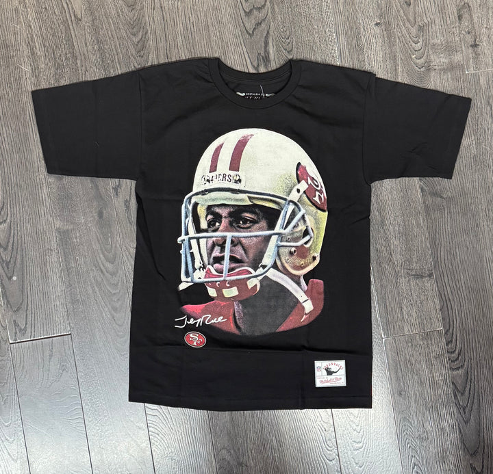 San Francisco 49ers Mens T-Shirt Mitchell &amp; Ness Big Face Jerry Rice Tee Black - THE 4TH QUARTER