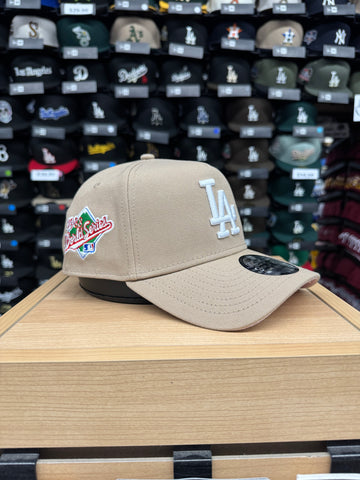 Los Angeles Dodgers Snapback 9Forty New Era A-Frame 1988 World Series Camel Hat Cap Pink UV