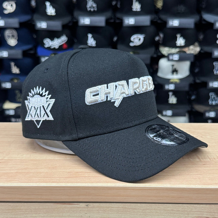 Los Angeles Chargers Snapback 9Forty New Era A-Frame SB XXIX Black Hat Cap - THE 4TH QUARTER