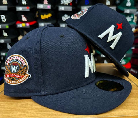 Minnesota Twins Fitted New Era 59FIFTY 100th WS Anniv. Navy Cap Hat Black UV