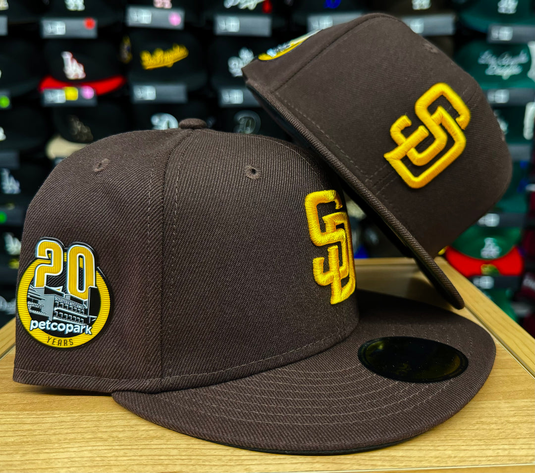 San Diego Padres Fitted New Era 59FIFTY Petco 20th Anniv. Brown Cap Hat Black UV - THE 4TH QUARTER