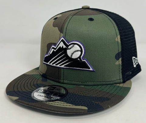Colorado Rockies Snapback New Era Camo Mesh Trucker Cap Hat Grey UV