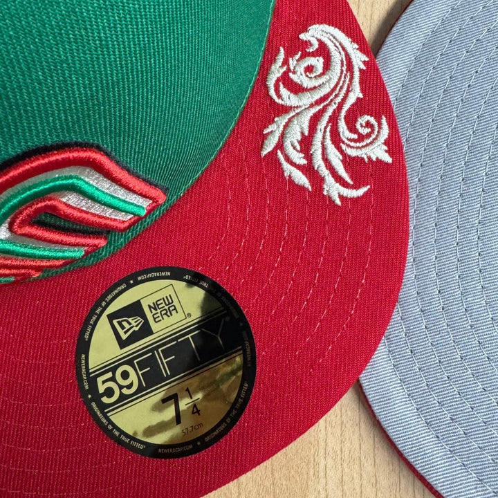 Mexico Fitted New Era 59FIFTY Mariachi Script Green Red Cap Hat - THE 4TH QUARTER