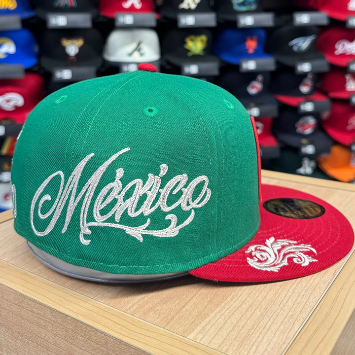 Mexico Fitted New Era 59FIFTY Mariachi Script Green Red Cap Hat - THE 4TH QUARTER