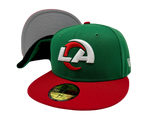 Los Angeles Rams Fitted New Era 59Fifty Green Red Cap Hat Grey UV