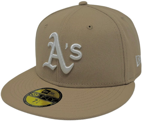 Oakland Athletics Fitted New Era 59FIFTY Camel Cap Hat Grey UV