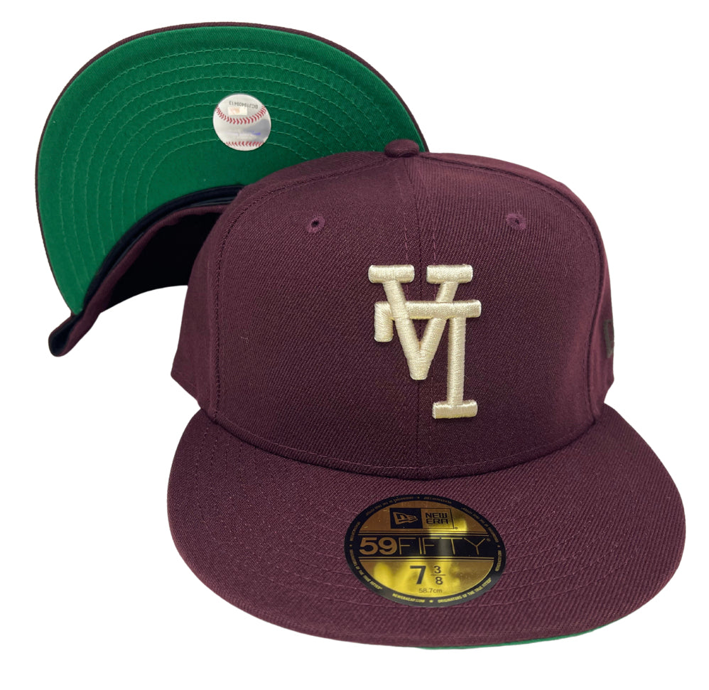 Los Angeles Dodgers Fitted New Era 59FIFTY Upside Down Maroon Cap Hat Green UV - THE 4TH QUARTER