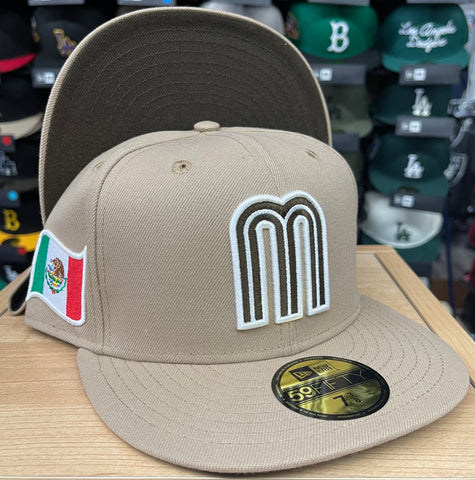 Mexico Fitted New Era 59FIFTY Camel Hat Cap Brown UV