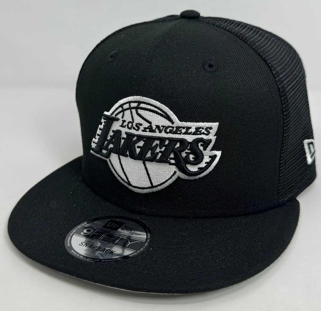Los Angeles Lakers Snapback New Era Black Mesh Trucker Cap Hat Grey UV - THE 4TH QUARTER