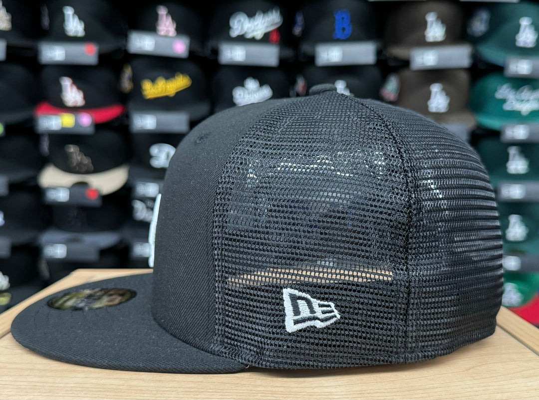 Los Angeles Dodgers Fitted New Era 59Fifty Classic Mesh Trucker Black Cap Hat - THE 4TH QUARTER