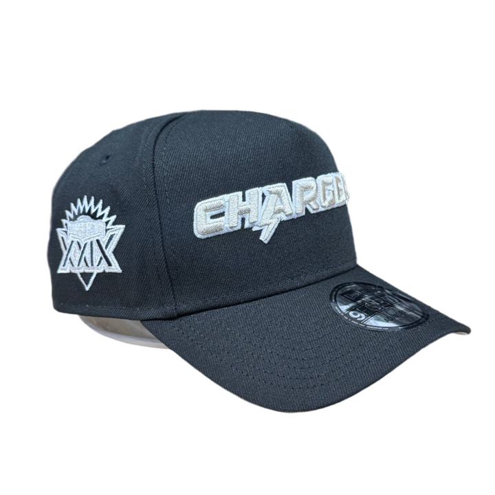 Los Angeles Chargers Snapback 9Forty New Era A-Frame SB XXIX Black Hat Cap - THE 4TH QUARTER