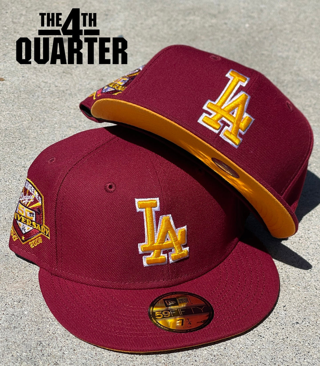 Dodgers Fitted New Era 59Fifty 50th Ann. Burgundy Hat Cap Gold UV - THE 4TH QUARTER