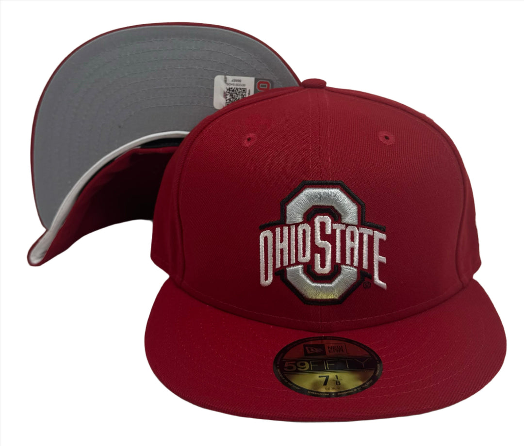 Ohio St. Buckeyes Fitted 59Fifty New Era Red Cap Hat Grey UV - THE 4TH QUARTER