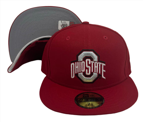 Ohio St. Buckeyes Fitted 59Fifty New Era Red Cap Hat Grey UV