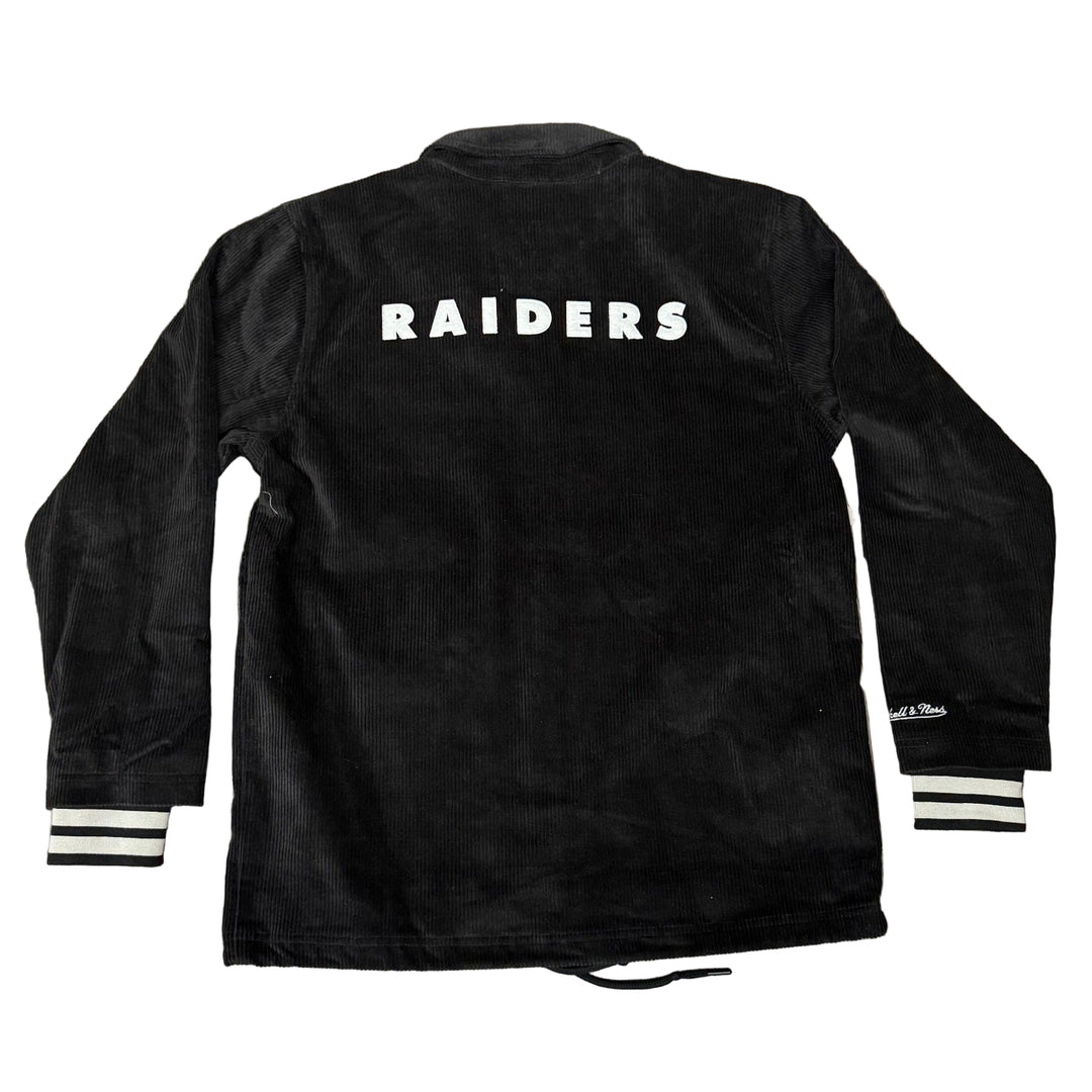 Raiders Mens Jacket Mitchell &amp; Ness Off the Bus Corduroy Coaches Full-Snap - THE 4TH QUARTER