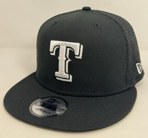 Texas Rangers Snapback New Era Black Mesh Trucker Cap Hat Grey UV