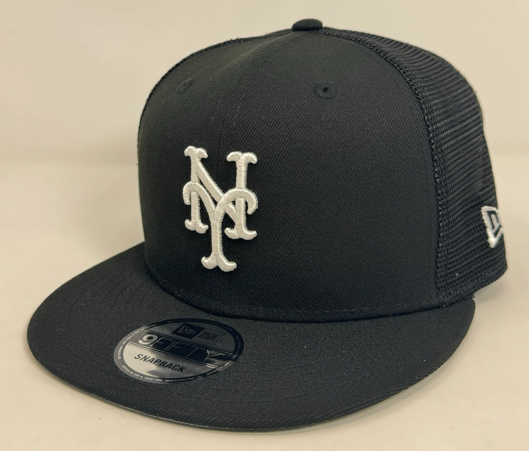 New York Mets Snapback New Era Black Mesh Trucker Cap Hat Grey UV - THE 4TH QUARTER