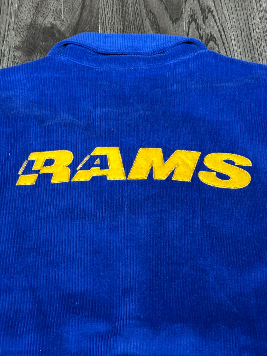 Los Angeles Rams Mens Jacket Mitchell &amp; Ness Royal Off the Bus Corduroy Coaches Full-Snap - THE 4TH QUARTER