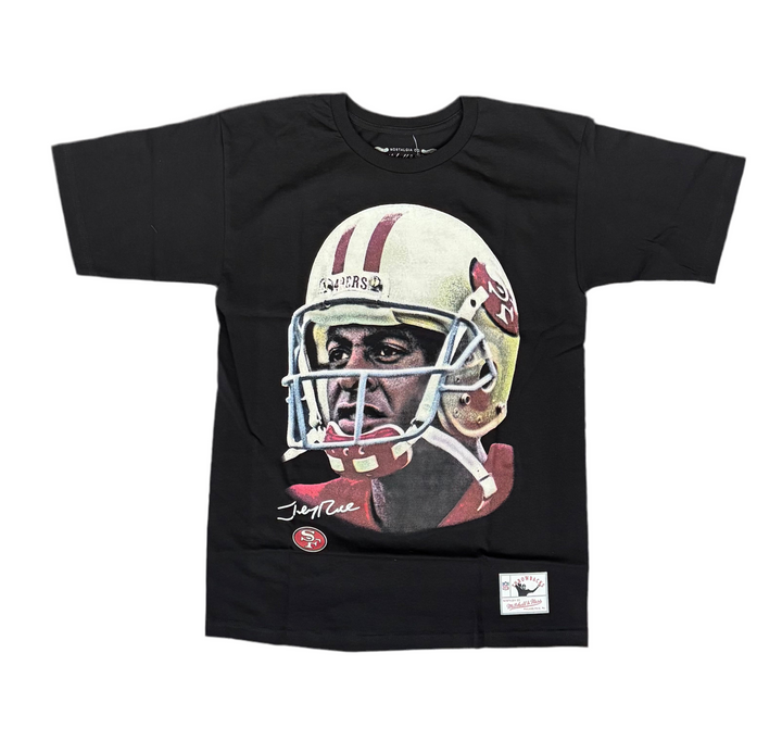 San Francisco 49ers Mens T-Shirt Mitchell &amp; Ness Big Face Jerry Rice Tee Black - THE 4TH QUARTER