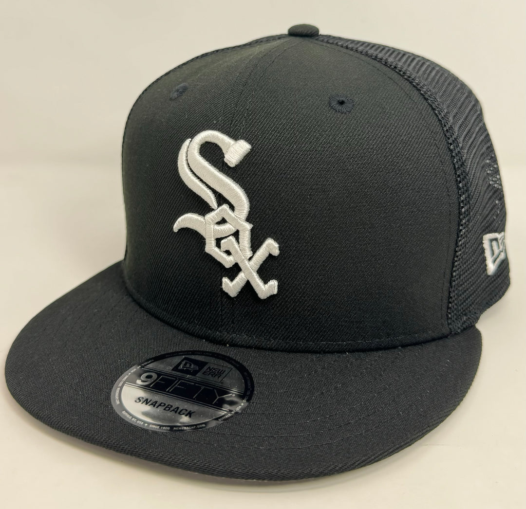 Chicago White Sox Snapback New Era Black Mesh Trucker Cap Hat Grey UV - THE 4TH QUARTER