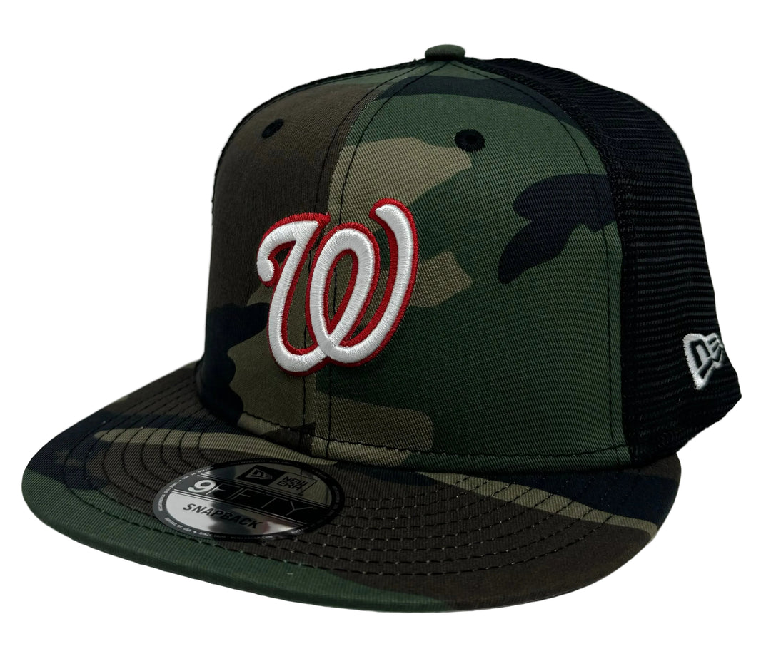 Washington Nationals Snapback New Era Camo Mesh Trucker Cap Hat Grey UV - THE 4TH QUARTER