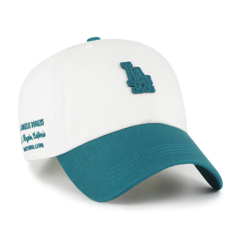 Los Angeles Dodgers Strapback '47 Brand Clean Up Adjustable Cap Hat Sandstone Contemporary Two Tone Dark Cyan