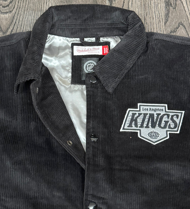 Los Angeles Kings Mens Jacket Mitchell &amp; Ness Off the Bus Corduroy Coaches Full-Snap - THE 4TH QUARTER
