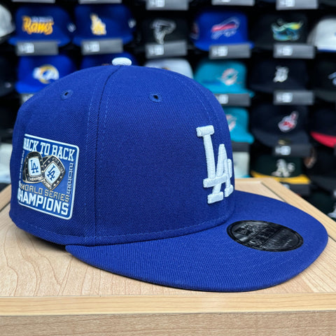 Los Angeles Dodgers New Era 2025 WSC Back 2 Back Rings TPU Patch 9FIFTY Snapback Hat Cap