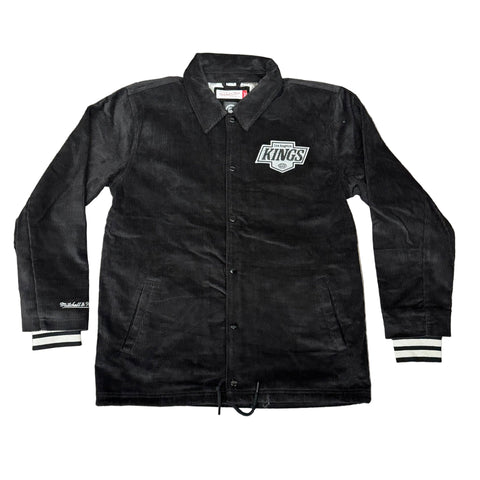 Los Angeles Kings Mens Jacket Mitchell & Ness Off the Bus Corduroy Coaches Full-Snap