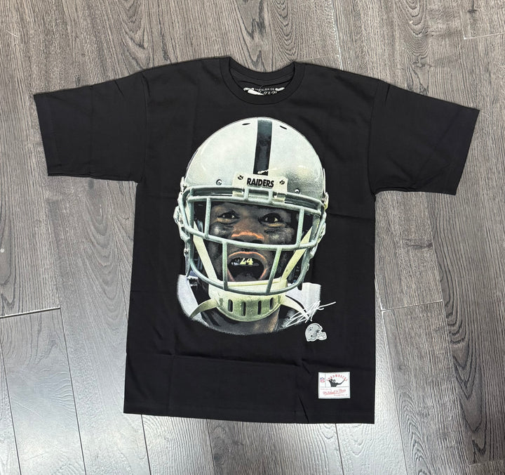 Raiders Mens T-Shirt Mitchell &amp; Ness Big Face Charles Woodson Tee Black - THE 4TH QUARTER