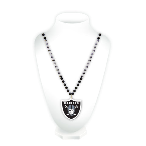 Raiders Sport Beads With Medallion Necklace