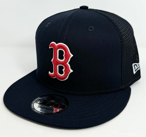 Boston Red Sox Snapback New Era Navy Mesh Trucker Cap Hat Grey UV