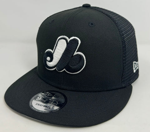 Montreal Expos Snapback New Era Black Mesh Trucker Cap Hat Grey UV